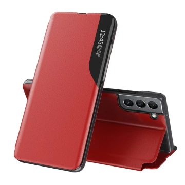 Eco Leather View Case elegantní flipový kryt s funkcí stojánku pro Samsung Galaxy S22 (S22 Plus) červený