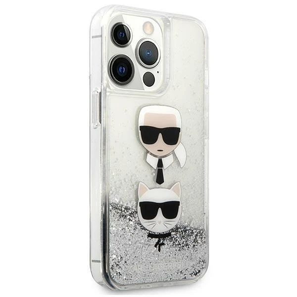 Karl Lagerfeld KLHCP13LKICGLS Handyschutzhülle für Apple iPhone 13 Pro / 13 6.1" Silber/Silber Hardcase Liquid Glitter Karl