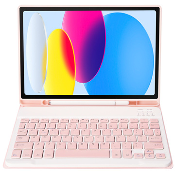 Schutzhülle mit kabelloser Tastatur Alogy Keyboard Case mit Stifthalter für Apple iPad 10.9 2022 Pink Glass