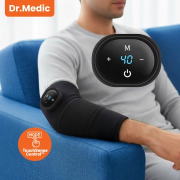 Vyhrievací pás s masážou na koleno, lakeť alebo rameno – vyhrievanie, úľava od bolesti kĺbov, rehabilitácia, termoterapia – Dr.Medic FlexTherm™ Black