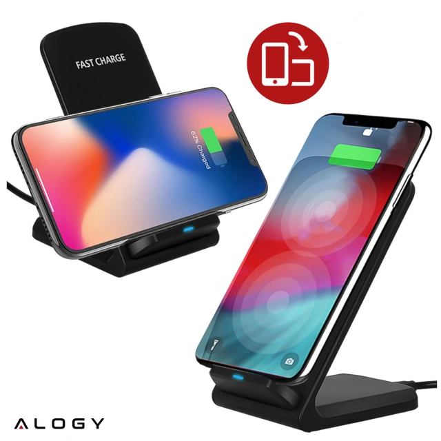 Alogy Qi Stand Charger induction wireless charger for phone stand charging station 15W Black