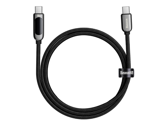 Cable 1m Baseus USB-C Type C cable with PD 5A 100W Black current meter