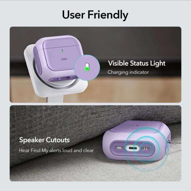 Schutzhülle für ESR Orbit Halolock MagSafe Apple AirPods 4 Lila Kopfhörer