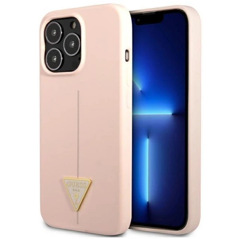 Puzdro Guess GUHCP13XSLTGP pre Apple iPhone 13 Pro Max 6,7" ružovo-ružové pevné puzdro Silikónový trojuholník