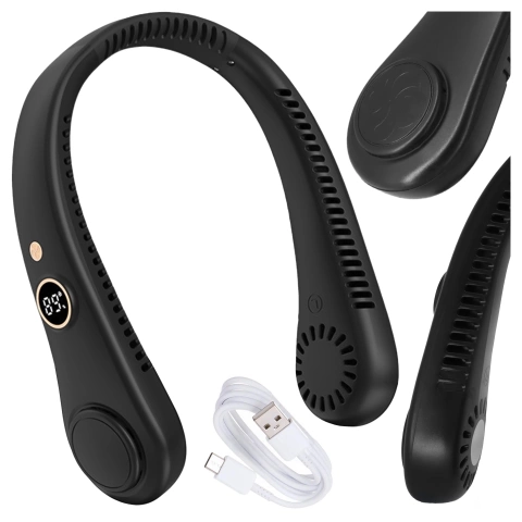 Alogy BreezeNeck™ Neck Fan Mini Air Circulator with Display 1500mAh Black