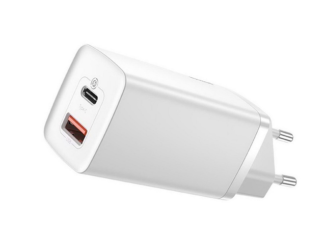 Ładowarka sieciowa szybka  Baseus GaN2 Lite USB + USB-C 65W EU Biała