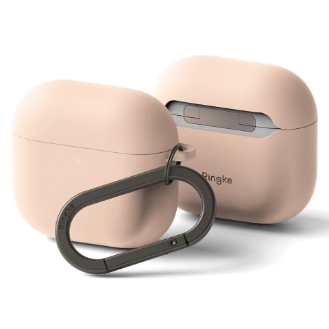Etui do Apple AirPods 4 Ringke Silicone Pink Sand   Karabińczyk