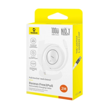Kabel Baseus Free2Pull Mini 100W USB-C – USB-C 2m Biały