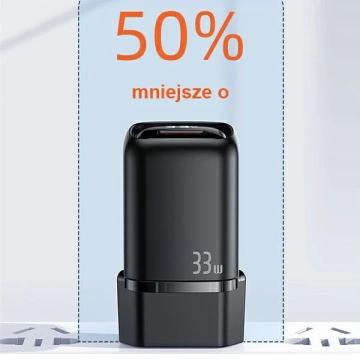 USAMS Nástenná nabíjačka 1x USB-C 1x USB T46 33W (iba hlava) PD3.0 QC3.0 Fast Charging black/black CC152TC01 (US-CC152)