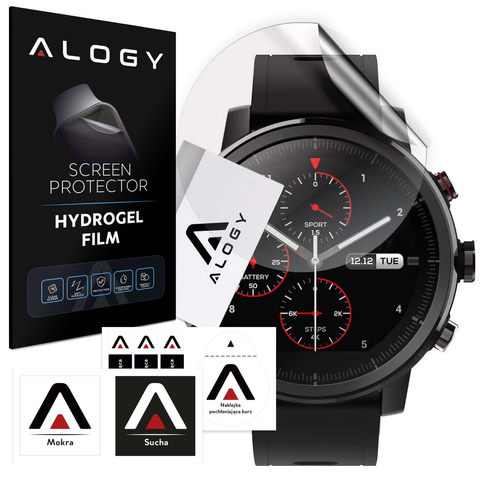 2x Alogy Hydrogel Hydrogélová ochranná fólia pre inteligentné hodinky pre Xiaomi Amazfit Stratos