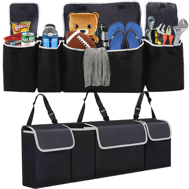 Car organizer Bag for the trunk of a car, large trunk for a seat with Velcro, Alogy Black