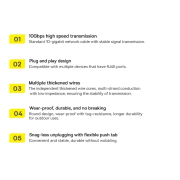 Baseus Speed ​​​​Seven sieťový kábel RJ45 10Gbps 5m čierny (WKJS010501)