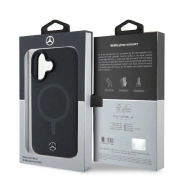 Чохол Mercedes для iPhone 16 6.1" Czarny MagSafe Hardcase Plain Smooth Leather