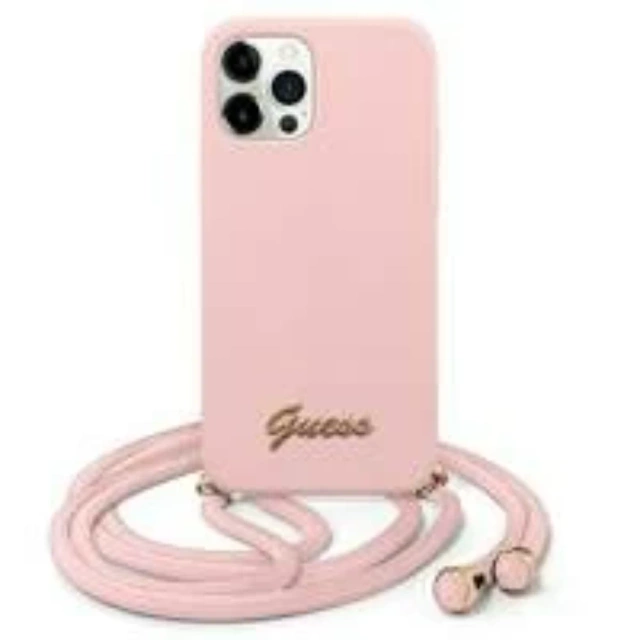 Guess GUHCP12LLSCLMGLP iPhone 12 Pro Max 6,7" růžové / růžové pevné pouzdro s kovovým logem Cord