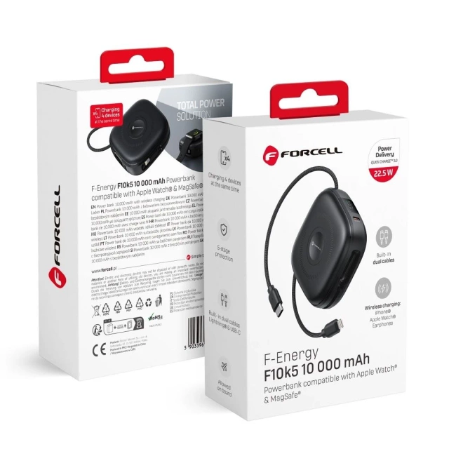Зовнішній акумулятор Forcell F-Energy F10K5 10000mAh MagSafe 4w1 PD QC Apple