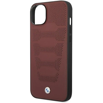 Etui na telefon BMW BMHCP14S22RPSR do Apple iPhone 14 6,1" vínová/vínová kožená sedadla vzor