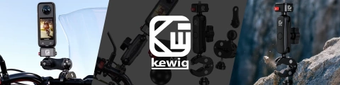 Kewig QuickLock Aluminum Motorcycle Mount for 1/4 360 Action Cameras, Stable with Anti-Vibration Lock, Quick-Clamp Mount on Handlebar or Frame