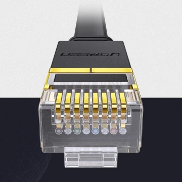 Flat cable UGREEN Ethernet patch cord RJ45 Cat 7 STP LAN 10 Gbps 10 m black (NW106 11265)