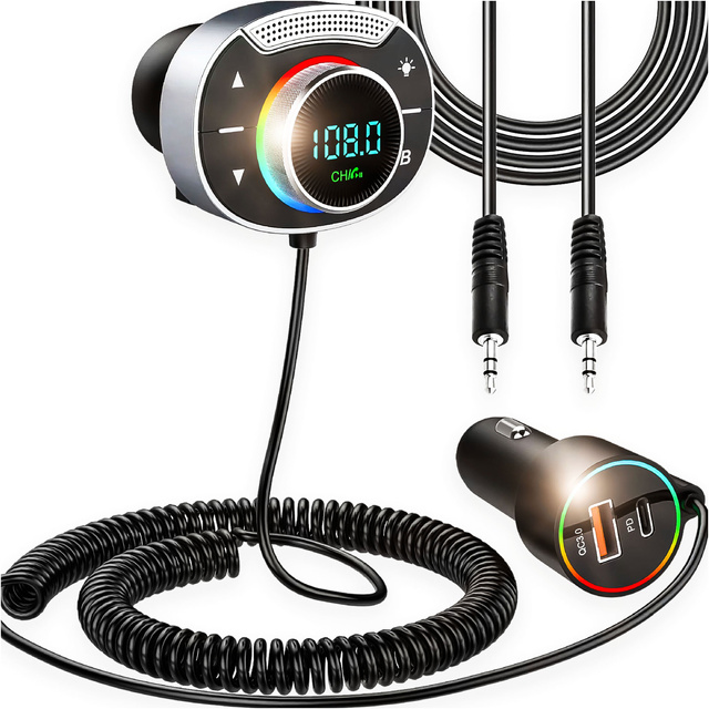 Bluetooth Audio FM MP3 BT Transmitter Rýchla USB nabíjačka do auta QC 3.0 USB-C typu C PD pre Alogy Car