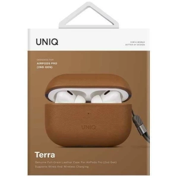 UNIQ Terra Earphone Protective Case for AirPods Pro 2nd Gen. Genuine Leather brown/toffee brown
