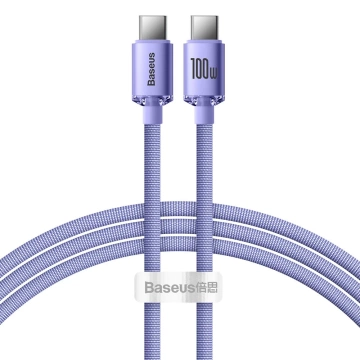 Kábel Baseus Crystal Shine Series USB kábel pre rýchle nabíjanie a prenos dát USB Typ C - USB Typ C 100 W 1,2 m fialový (CAJY000605)