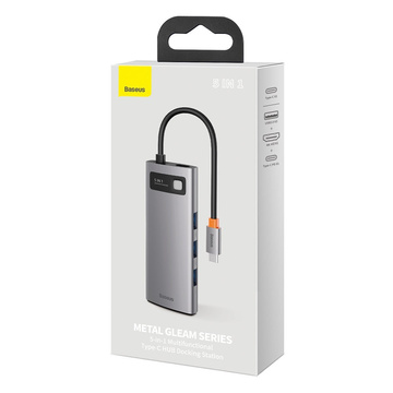 Концентратор 5w1 Baseus Metal Gleam Series, USB-C до 3x USB 3.0 HDMI USB-C PD