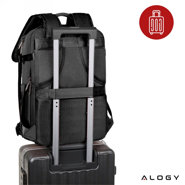 Laptop Backpack Men's Women's Travel Suitcase Luggage for Plane Work School 45x30x20cm Alogy Unisex Black
