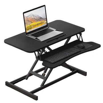 Stehschreibtisch mit pneumatischer Höhenverstellung 60 × 80 cm – Höhenverstellung 11–51 cm, zweistufig, klappbar, ideal fürs Homeoffice – Alogy LiftDesk™ Schwarz