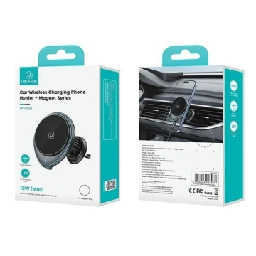 Uchwyt Indukcyjny 15W USAMS US-CD222 do Kratki Wentylacyjnej Czarny