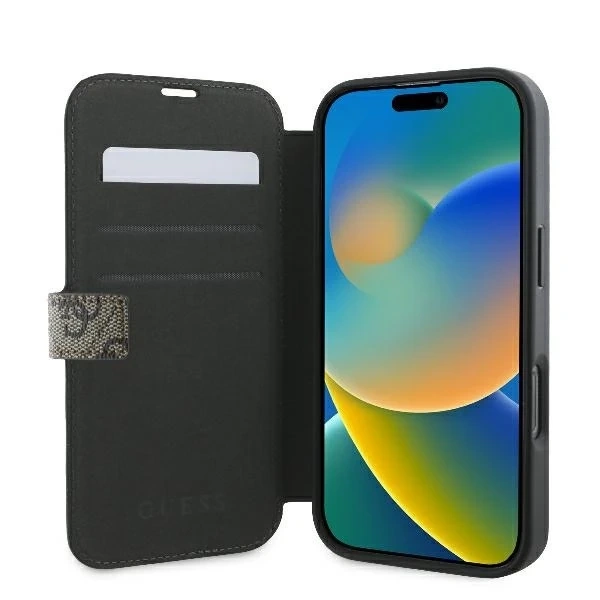 Kovový kryt Guess 4G s logem pro iPhone 16 Pro Max – hnědý