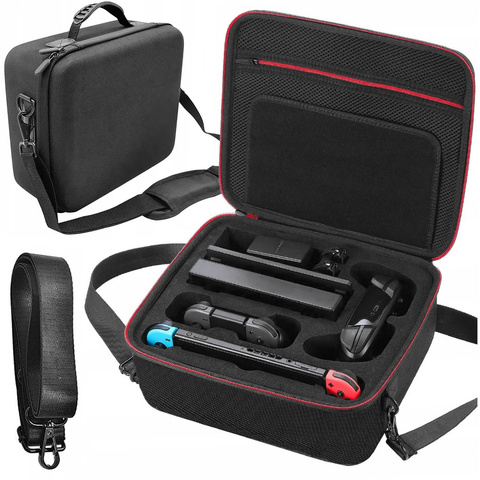 Koffer Koffer Koffer Tasche für Nintendo Switch OLED Zubehör 21 Spiele Alogy Wasserdicht mit Riemen Schwarz