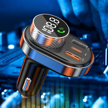 FM vysílač nabíječka do auta Bluetooth 5.0 USB QC 3.0 USB-C PD 30W karta MP3 TF BC74 černá