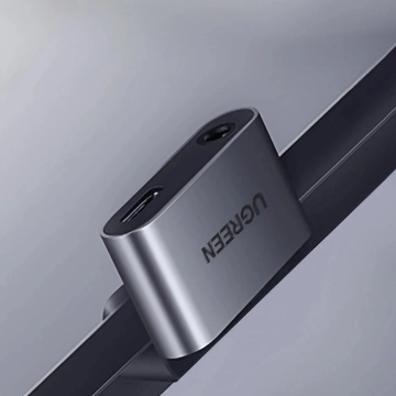 Зарядний адаптер Ugreen CM193 USB-C на 3,5 мм Mini Jack USB-C сірого кольору