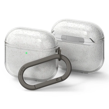 Чохол для Apple AirPods 4 з блискітками та прозорим карабінчиком