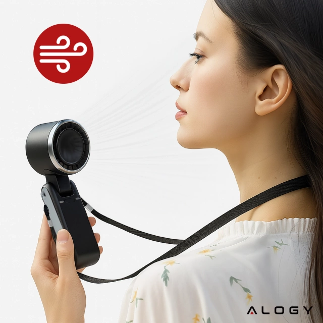 Schreibtischventilator, Standventilator, kleiner Umwälzventilator mit Clip, kabelloser Handventilator, 500 mAh, USB-C, Alogy White