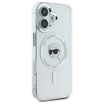 Karl Lagerfeld Case for iPhone 16 Plus 6.7" IML Metal Karl Head MagSafe White