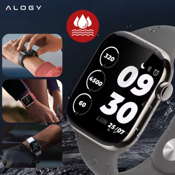 Hybridné sklo pre Apple Watch 10 46mm Alogy 3D sklo s čiernym rámom