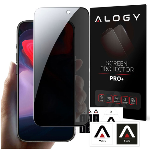 Privátní sklo pro iPhone 15 / 15 Pro Anti-Spy Private Anti-Spy temperovaná matná ochrana obrazovky Alogy