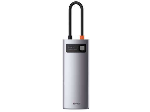 Концентратор 5w1 Baseus Metal Gleam Series, USB-C до 3x USB 3.0 HDMI USB-C PD