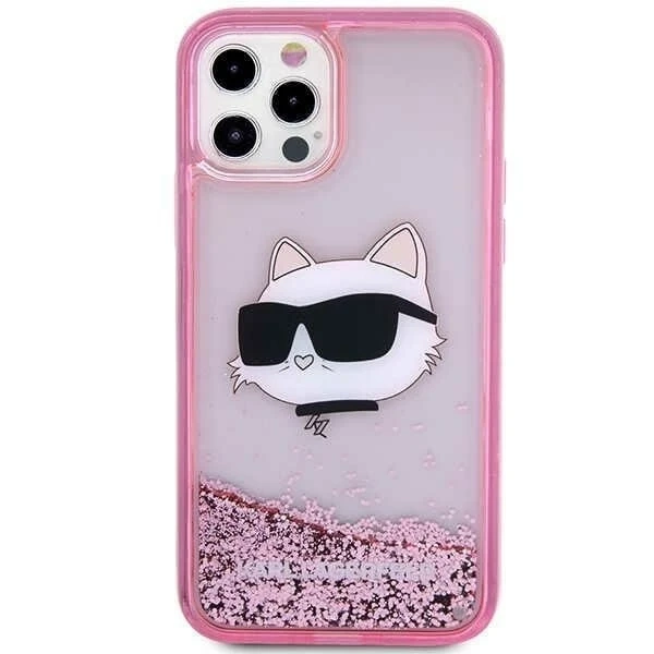 Ochranné puzdro na telefón Karl Lagerfeld KLHCP12MLNCHCP pre Apple iPhone 12 /12 Pro 6,1" ružové/ružové pevné puzdro Glitter Choupette Head