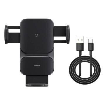 Baseus Wisdom Car Holder for a car phone with a QI inductive charger for a grille Black