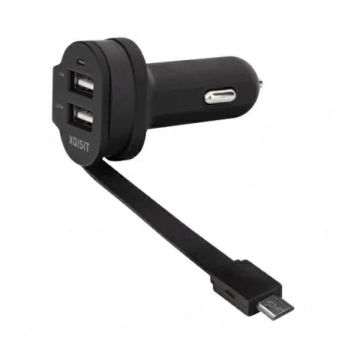 Xquisit objednávka. sám. 6A Duálna USB microUSB nabíjačka do auta čierna/čierna 20425