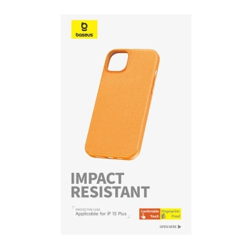 iPhone 15 Plus Baseus Fauxther Series Phone Case (Orange)