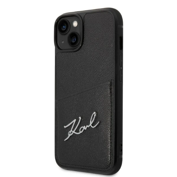 Karl Lagerfeld KLHCP14MCSSK protective phone case for Apple iPhone 14 Plus 6.7" hardcase black/black Signature Logo Cardslot