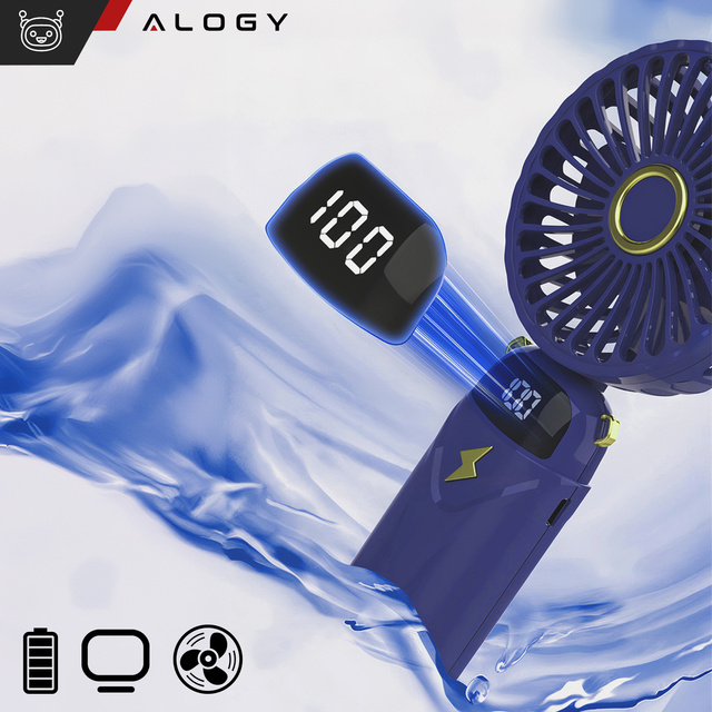 Fan fan handheld desk fan Alogy wireless portable standing with phone stand Navy blue