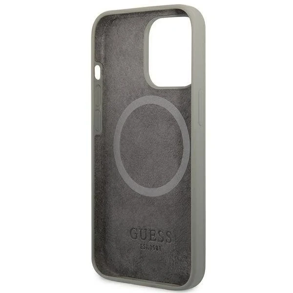 Etui Guess GUHMP13XSPLG für Apple iPhone 13 Pro Max 6,7" szary/grey Hard Case Silicone Logo Plate MagSafe