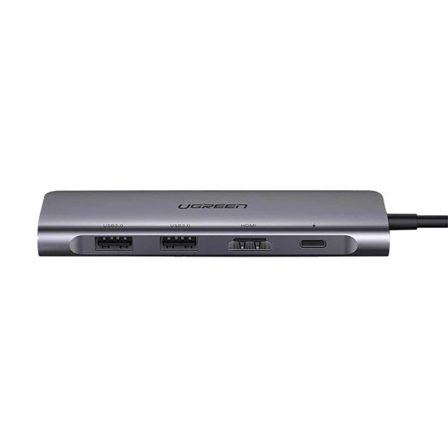 Ugreen CM195 Adapter USB-C HDMI USB-A SD TF PD 100W Hub 6in1 Grau