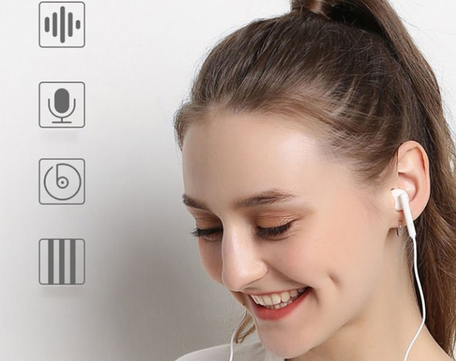 Original Huawei AM115 headphones 3.5mm remote control microphone white