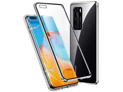 Dr.Fit doppelseitige magnetische Glashülle für Huawei P40 Silber