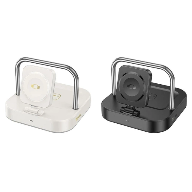 Bezdrátová nabíječka Hoco CQ16A 3v1 pro Apple Watch a smartphony, sluchátka, černá